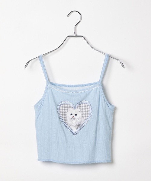 repipi armario（レピピ アルマリオ）の「【girly line】ニャンニャンハートキャミ（キャミソール・キッズ・ブラック/ホワイト/サックスブルー・SMALL/MEDIUM/LARGE）」の15枚目の写真