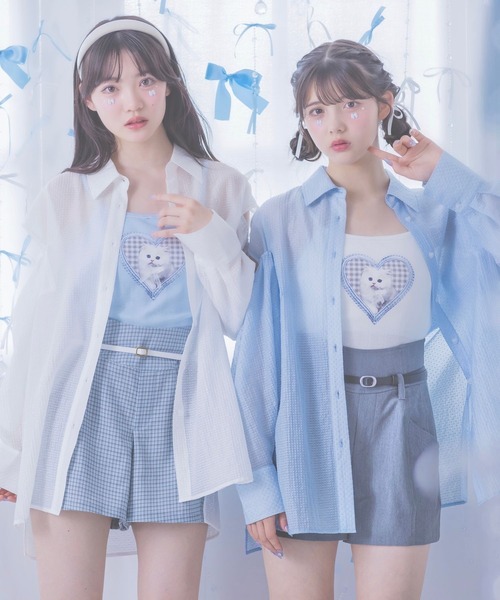 repipi armario（レピピ アルマリオ）の「【girly line】ニャンニャンハートキャミ（キャミソール・キッズ・ブラック/ホワイト/サックスブルー・SMALL/MEDIUM/LARGE）」の17枚目の写真