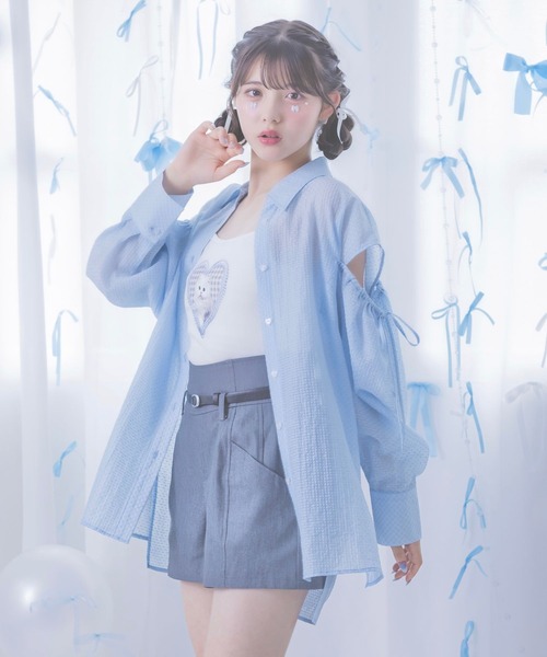 repipi armario（レピピ アルマリオ）の「【girly line】ニャンニャンハートキャミ（キャミソール・キッズ・ブラック/ホワイト/サックスブルー・SMALL/MEDIUM/LARGE）」の18枚目の写真