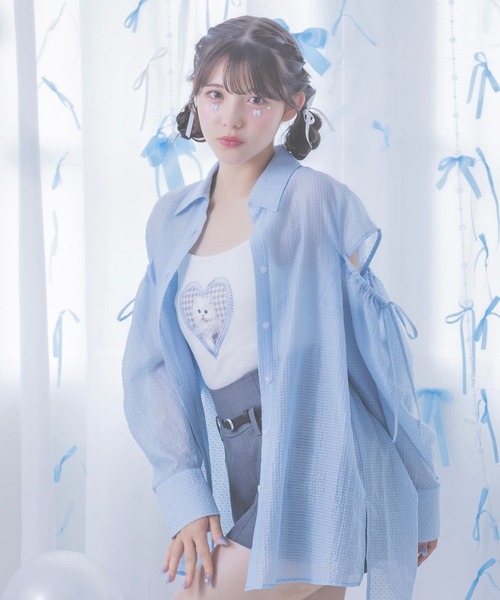 repipi armario（レピピ アルマリオ）の「【girly line】ニャンニャンハートキャミ（キャミソール・キッズ・ブラック/ホワイト/サックスブルー・SMALL/MEDIUM/LARGE）」の19枚目の写真