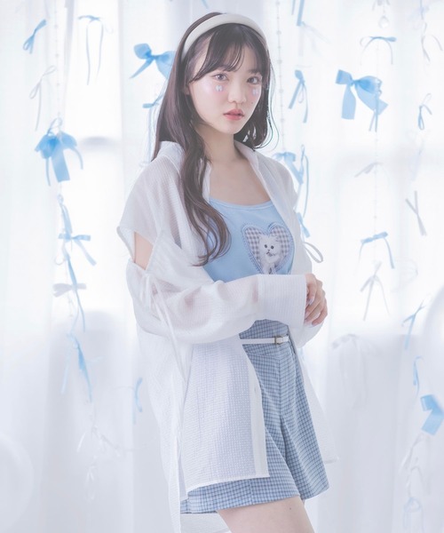 repipi armario（レピピ アルマリオ）の「【girly line】ニャンニャンハートキャミ（キャミソール・キッズ・ブラック/ホワイト/サックスブルー・SMALL/MEDIUM/LARGE）」の4枚目の写真