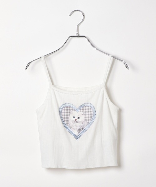 repipi armario（レピピ アルマリオ）の「【girly line】ニャンニャンハートキャミ（キャミソール・キッズ・ブラック/ホワイト/サックスブルー・SMALL/MEDIUM/LARGE）」の7枚目の写真