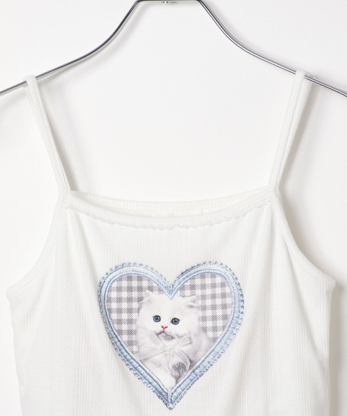 repipi armario（レピピ アルマリオ）の「【girly line】ニャンニャンハートキャミ（キャミソール・キッズ・ブラック/ホワイト/サックスブルー・SMALL/MEDIUM/LARGE）」の9枚目の写真