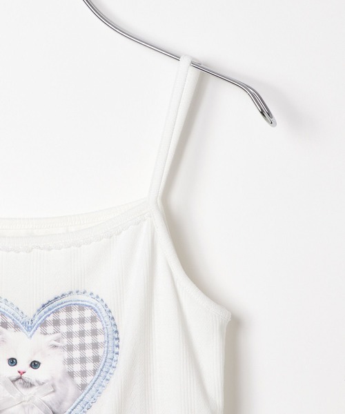 repipi armario（レピピ アルマリオ）の「【girly line】ニャンニャンハートキャミ（キャミソール・キッズ・ブラック/ホワイト/サックスブルー・SMALL/MEDIUM/LARGE）」の10枚目の写真