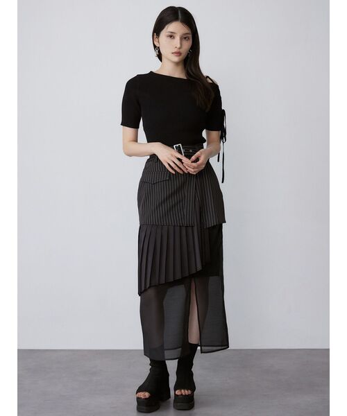 レースアップハーフリブニット（ニット/セーター）｜MURUA