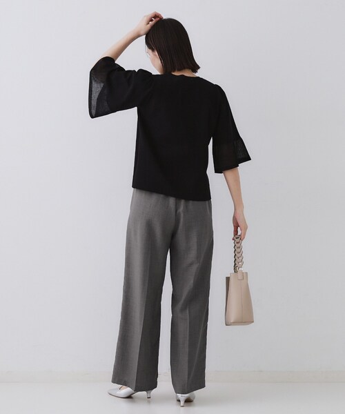OPAQUE.CLIP(オペークドットクリップ)の「ウエストサテン使いイージーワイドパンツ【洗濯機洗い可】(その他パンツ・レディース・ブラウン系その他/グレー/チャコールグレー・36/38/40)」の14枚目の写真