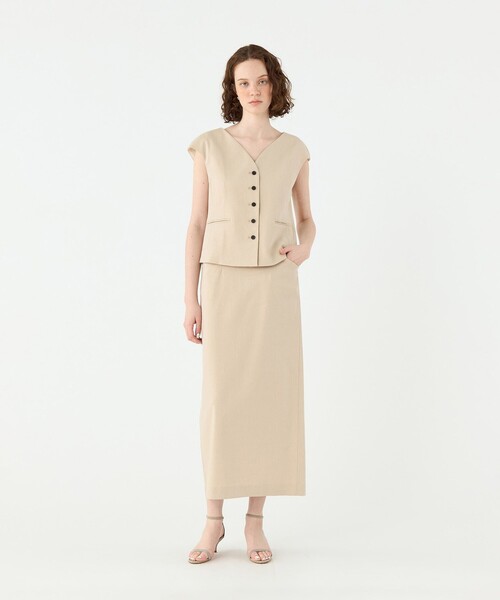 BALLSEY(ボールジィ)の「トリアセテートリネンストレッチ キャップスリーブジレ(ベスト・レディース・ベージュ/ダークグレー・36)」の13枚目の写真