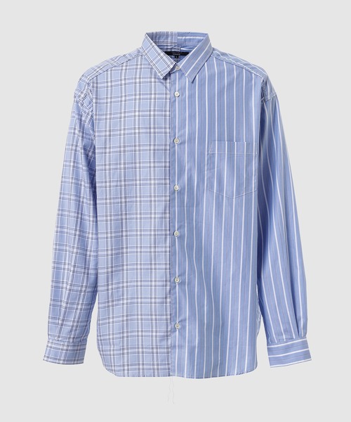 COMME des GARCONS HOMME(コム デ ギャルソン・オム)の「COTTON STRIPE × CHECK MIX SHIRT(シャツ/ブラウス・メンズ・ブルー系その他・L/M/S/XS)」の1枚目の写真