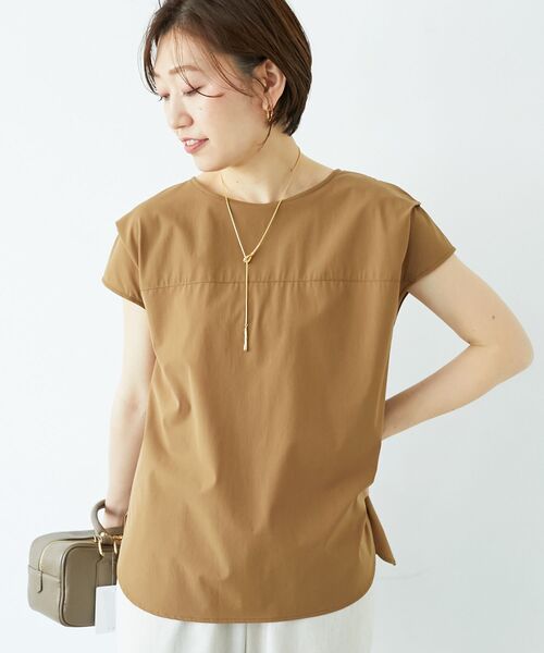 le.coeur blanc（ルクールブラン）の「ナイロンストレッチフレンチタックスリーブブラウス（シャツ/ブラウス・レディース・ブラウン/グリーン/ベージュ・38）」の18枚目の写真