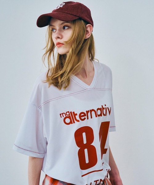 RNA(アールエヌエー)の「M2511 ナンバリングBIG T(Tシャツ/カットソー・レディース・ホワイト/ブラック/ブルー・MEDIUM)」の1枚目の写真