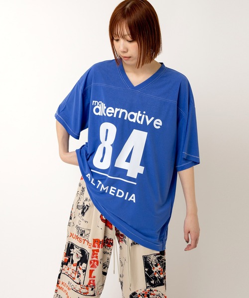 RNA(アールエヌエー)の「M2511 ナンバリングBIG T(Tシャツ/カットソー・レディース・ホワイト/ブラック/ブルー・MEDIUM)」の3枚目の写真