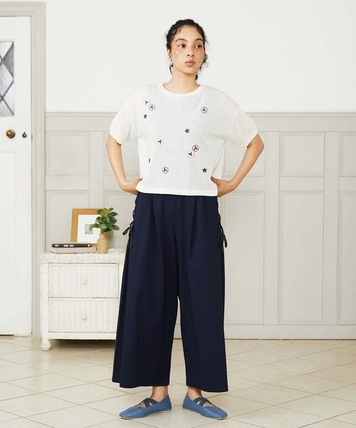 Jocomomola（ホコモモラ）の「Brisa フラワー刺繍シアーニット（ニット/セーター・レディース・ホワイト/ブラック・40）」の13枚目の写真