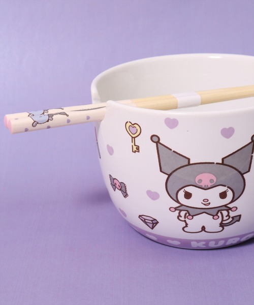 セール】(SK)【sanrio】陶器製 ボウル & 竹箸 セット[600ml/21.0cm