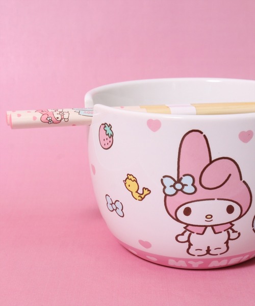 sanrio（サンリオ）の「(SK)【sanrio】陶器製 ボウル & 竹箸 セット[600ml/21.0cm]（食器・レディース・ライラック系/レッド系/スカイブルー系/ピンク系・ONE SIZE）」の3枚目の写真