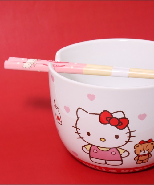 sanrio（サンリオ）の「(SK)【sanrio】陶器製 ボウル & 竹箸 セット[600ml/21.0cm]（食器・レディース・ライラック系/レッド系/スカイブルー系/ピンク系・ONE SIZE）」の4枚目の写真