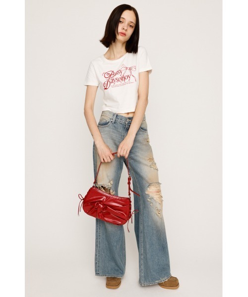 SLY（スライ）の「COMPACT PRINT T/SH コンパクト プリント ティーシャツ 半袖 夏服 Tシャツ（Tシャツ/カットソー・レディース・ホワイト/ライトブラック/ネイビー・FREE）」の4枚目の写真