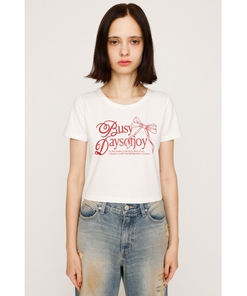 SLY（スライ）の「COMPACT PRINT T/SH コンパクト プリント ティーシャツ 半袖 夏服 Tシャツ（Tシャツ/カットソー・レディース・ホワイト/ライトブラック/ネイビー・FREE）」の6枚目の写真