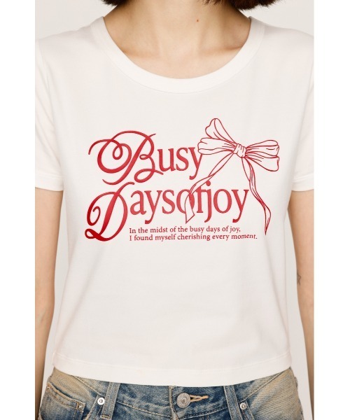 SLY（スライ）の「COMPACT PRINT T/SH コンパクト プリント ティーシャツ 半袖 夏服 Tシャツ（Tシャツ/カットソー・レディース・ホワイト/ライトブラック/ネイビー・FREE）」の7枚目の写真