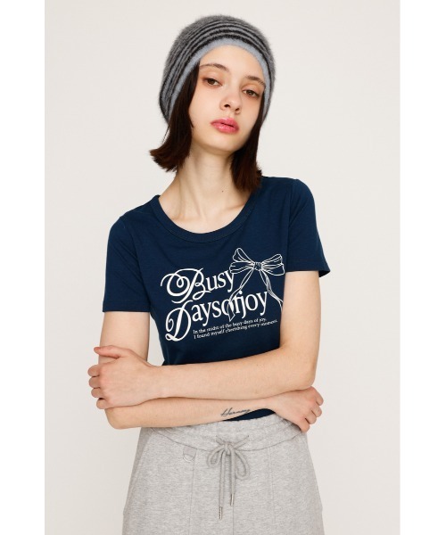 SLY（スライ）の「COMPACT PRINT T/SH コンパクト プリント ティーシャツ 半袖 夏服 Tシャツ（Tシャツ/カットソー・レディース・ホワイト/ライトブラック/ネイビー・FREE）」の9枚目の写真