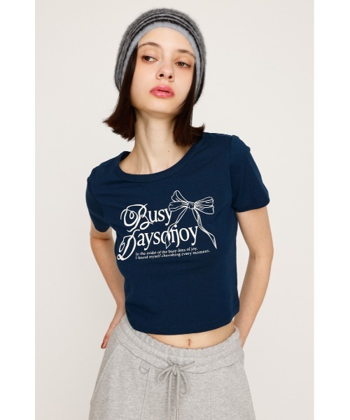 SLY（スライ）の「COMPACT PRINT T/SH コンパクト プリント ティーシャツ 半袖 夏服 Tシャツ（Tシャツ/カットソー・レディース・ホワイト/ライトブラック/ネイビー・FREE）」の10枚目の写真