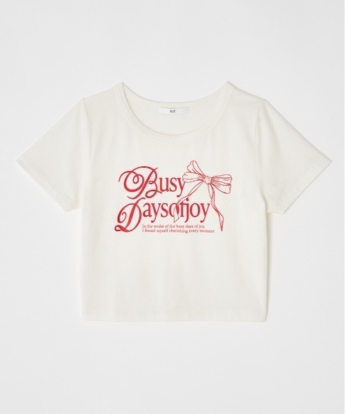 SLY（スライ）の「COMPACT PRINT T/SH コンパクト プリント ティーシャツ 半袖 夏服 Tシャツ（Tシャツ/カットソー・レディース・ホワイト/ライトブラック/ネイビー・FREE）」の8枚目の写真