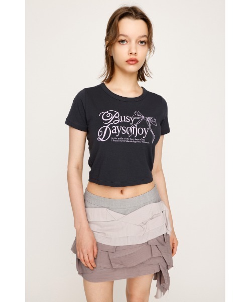 SLY（スライ）の「COMPACT PRINT T/SH コンパクト プリント ティーシャツ 半袖 夏服 Tシャツ（Tシャツ/カットソー・レディース・ホワイト/ライトブラック/ネイビー・FREE）」の19枚目の写真