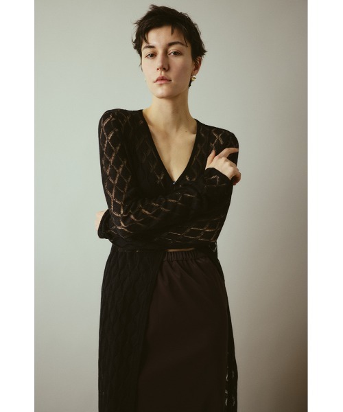 RIM.ARK（リムアーク）の「Lace knit gown レースニットガウン（カーディガン/ボレロ・レディース・ネイビー/ブラウン/ブラック・FREE）」の4枚目の写真