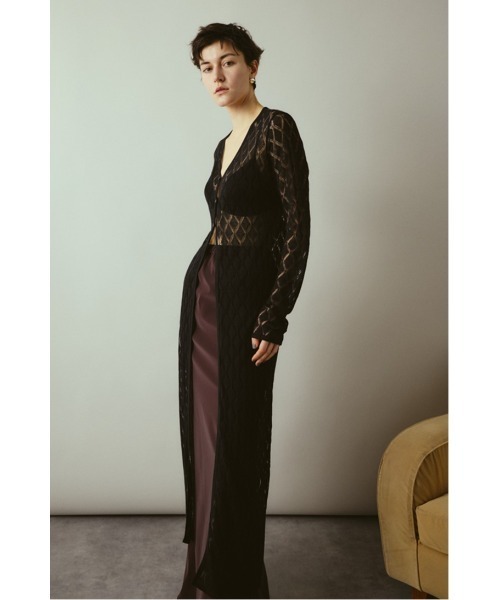 RIM.ARK（リムアーク）の「Lace knit gown レースニットガウン（カーディガン/ボレロ・レディース・ネイビー/ブラウン/ブラック・FREE）」の10枚目の写真
