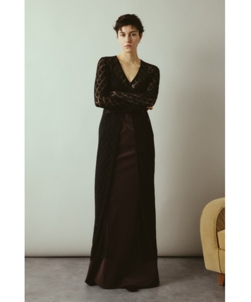 RIM.ARK（リムアーク）の「Lace knit gown レースニットガウン（カーディガン/ボレロ・レディース・ネイビー/ブラウン/ブラック・FREE）」の9枚目の写真