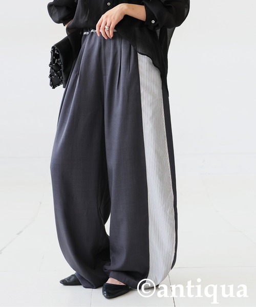 antiqua(アンティカ)の「ワイドカーブデザインパンツ(その他パンツ・レディース・ブラック/グレー・LARGE/MEDIUM)」の1枚目の写真