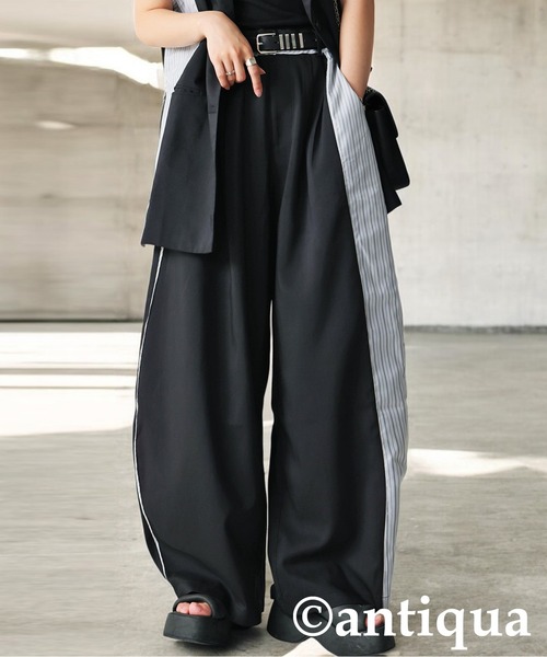 antiqua(アンティカ)の「ワイドカーブデザインパンツ(その他パンツ・レディース・ブラック/グレー・LARGE/MEDIUM)」の2枚目の写真