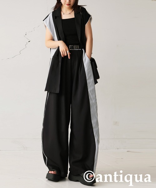 antiqua(アンティカ)の「ワイドカーブデザインパンツ(その他パンツ・レディース・ブラック/グレー・LARGE/MEDIUM)」の6枚目の写真