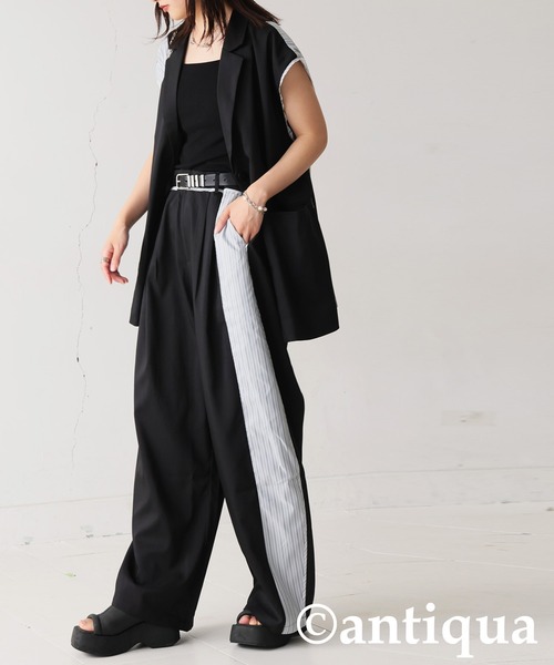 antiqua(アンティカ)の「ワイドカーブデザインパンツ(その他パンツ・レディース・ブラック/グレー・LARGE/MEDIUM)」の7枚目の写真