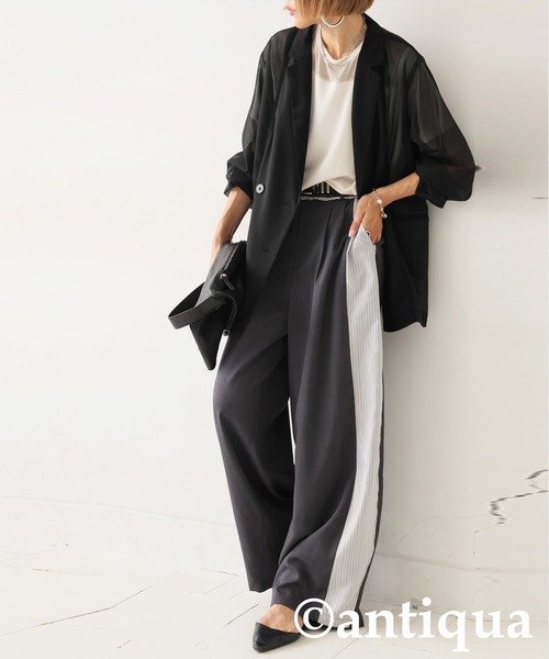 antiqua(アンティカ)の「ワイドカーブデザインパンツ(その他パンツ・レディース・ブラック/グレー・LARGE/MEDIUM)」の10枚目の写真