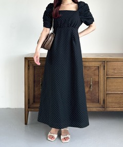 ★新品★ノーリーズ　5分袖ギャザーワンピース セール】ウォッシャブル5分袖ギャザーワンピース（ワンピース