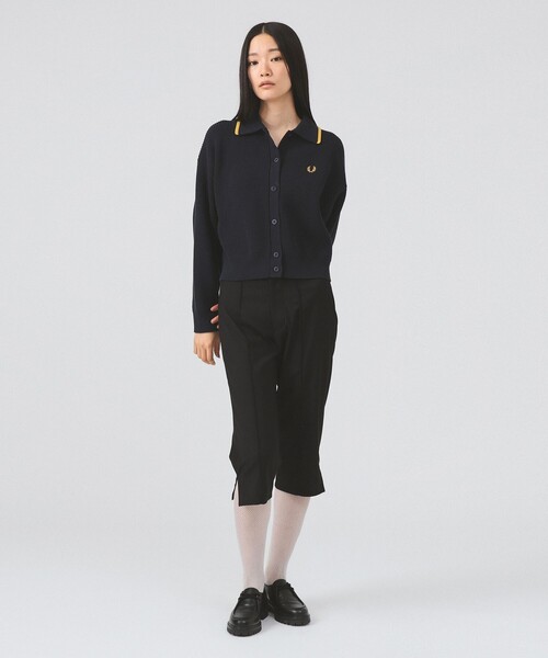 FRED PERRY（フレッドペリー）の「【別注】FRED PERRY / Tipped Collar Cardigan [手洗い可]（カーディガン/ボレロ・レディース・ワイン/ベージュ/ネイビー・10）」の9枚目の写真