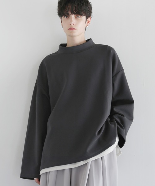 LILL(リル)の「コットンポンチモックネックカットソー(Tシャツ/カットソー・メンズ・チャコールグレー/ボルドー/ホワイト/ブルーグレー/ブラック/ライトグレー・XL/L/M/S)」の3枚目の写真