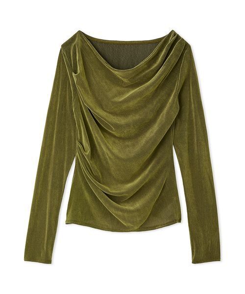 デコルテタックフロッキーチュールトップス（Tシャツ/カットソー