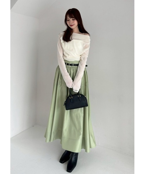 FRAYID デコルテタックフロッキーチュールトップス デコルテタックフロッキーチュールトップス（Tシャツ/カットソー