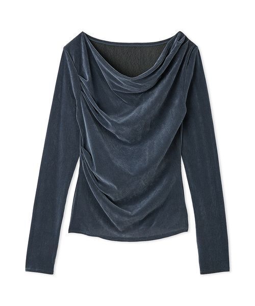 FRAY I.D デコルテタックフロッキーチュールトップス ブラック デコルテタックフロッキーチュールトップス（カットソー/Tシャツ