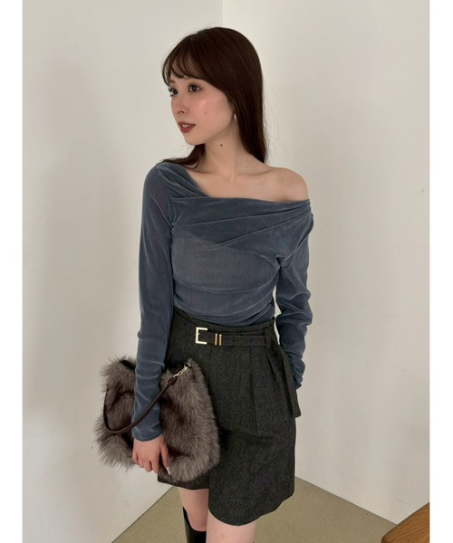 FRAY I.D（フレイアイディー）の「デコルテタックフロッキーチュールトップス（Tシャツ/カットソー・レディース・カーキ/ブラック/アイボリー/ブルー・F）」の22枚目の写真