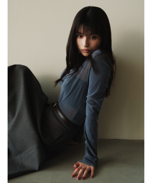 デコルテタックフロッキーチュールトップス（Tシャツ/カットソー