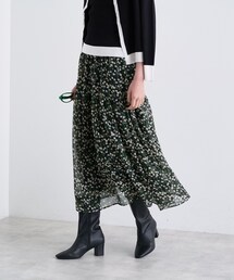 INDIVI | 【秋映え柄/セットアップ可能】フラワーシフォンスカート(スカート)