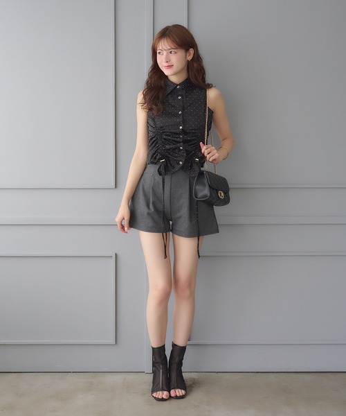 Ambre Neige(アンブルネージュ)の「front gathers sleeveless shirt /フロントギャザーノースリーブシャツ(シャツ/ブラウス・レディース・オフホワイト/ブラック/ネイビー・FREE)」の22枚目の写真