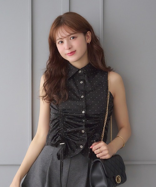 Ambre Neige(アンブルネージュ)の「front gathers sleeveless shirt /フロントギャザーノースリーブシャツ(シャツ/ブラウス・レディース・オフホワイト/ブラック/ネイビー・FREE)」の18枚目の写真