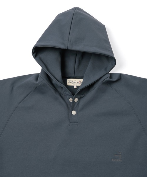 The DUFFER of ST.GEORGE（ザダファーオブセントジョージ）の「「AIR FLEX」SETUP HENLEY PO PARKA：機能素材 「エアフレックス」セットアップ ヘンリーネック パーカー（パーカー・メンズ・ブルーグレー/ネイビー・X-LARGE/LARGE/MEDIUM/SMALL）」の11枚目の写真