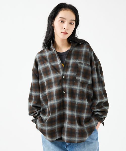 Revo.(レボ)の「【Revo.レボ】 オンブレーチェックシャツ/ルーズフィット /セットアップ/ユニセックス(シャツ/ブラウス・メンズ・パープル/ブラウン/ブルー/グリーン・M/L)」の3枚目の写真