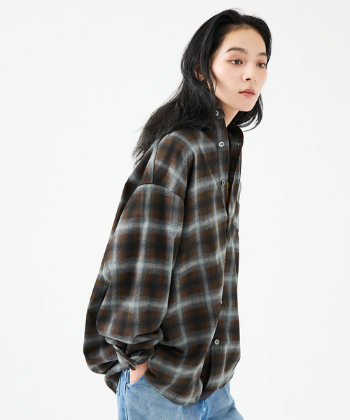 Revo.(レボ)の「【Revo.レボ】 オンブレーチェックシャツ/ルーズフィット /セットアップ/ユニセックス(シャツ/ブラウス・メンズ・パープル/ブラウン/ブルー/グリーン・M/L)」の12枚目の写真