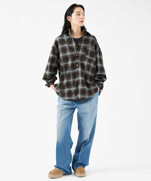 Revo.(レボ)の「【Revo.レボ】 オンブレーチェックシャツ/ルーズフィット /セットアップ/ユニセックス(シャツ/ブラウス・メンズ・パープル/ブラウン/ブルー/グリーン・M/L)」の10枚目の写真