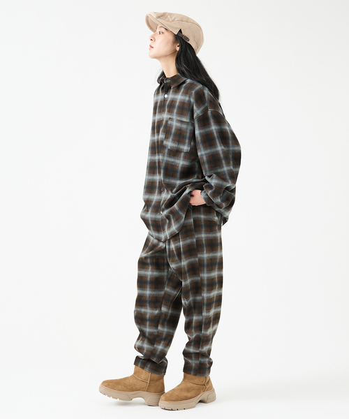 Revo.(レボ)の「【Revo.レボ】 オンブレーチェックシャツ/ルーズフィット /セットアップ/ユニセックス(シャツ/ブラウス・メンズ・パープル/ブラウン/ブルー/グリーン・M/L)」の9枚目の写真